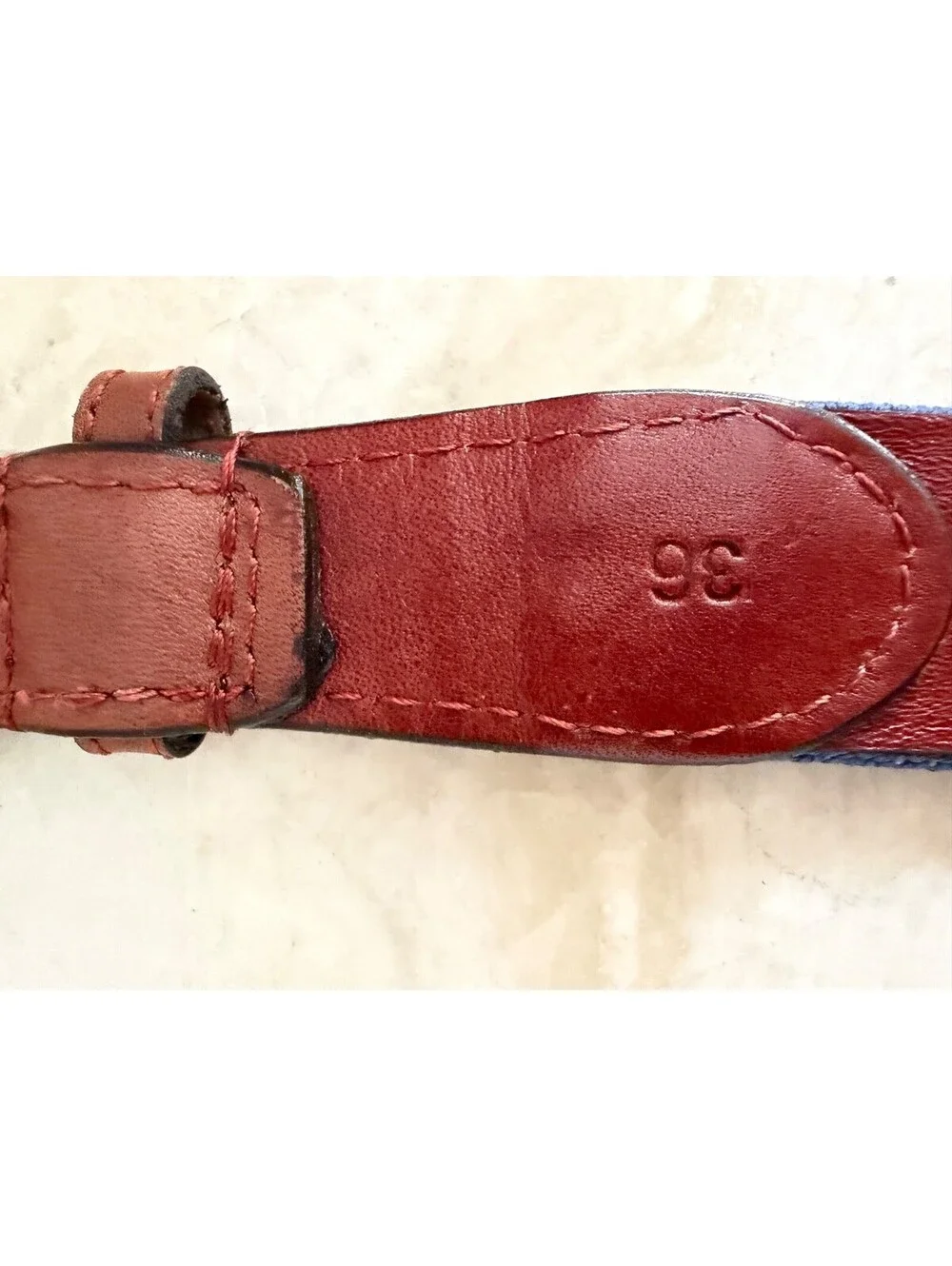 Smathers & Branson Needlepoint Belt Size 36 Baseball Bats Balls Blue Leather Vtg